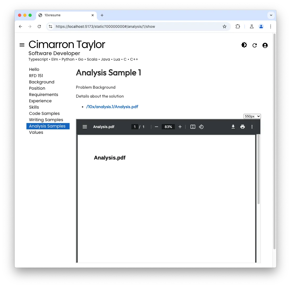 Selected analysis sample