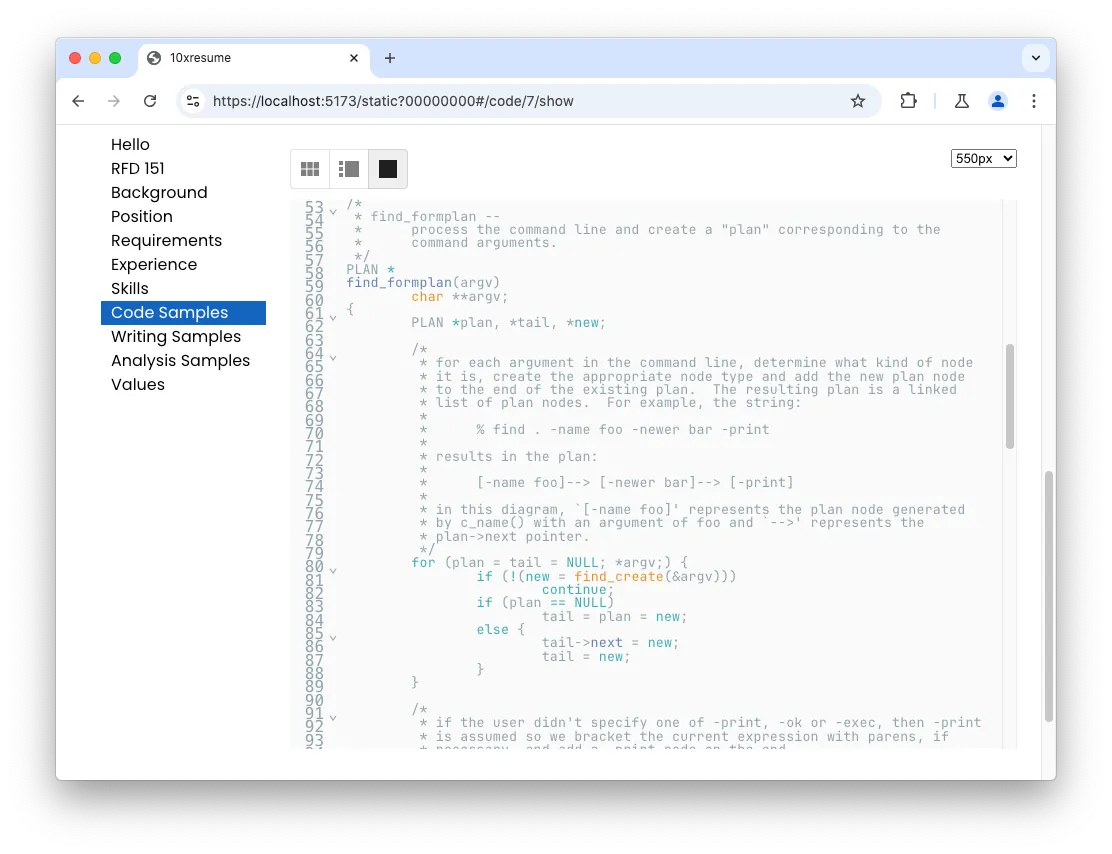Sample Single File view