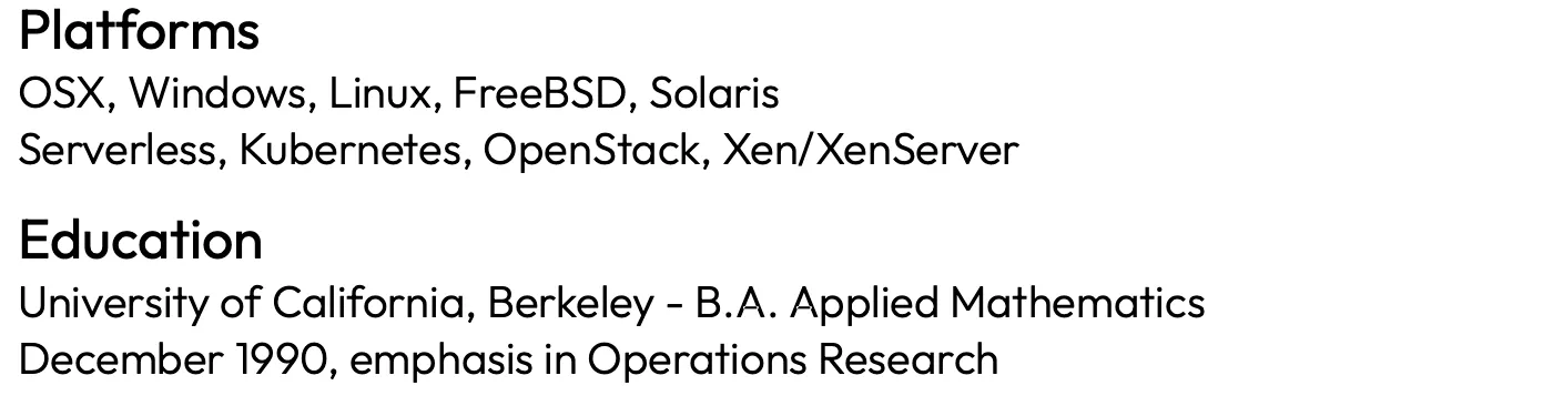 Platforms and education fields as shown in pdf