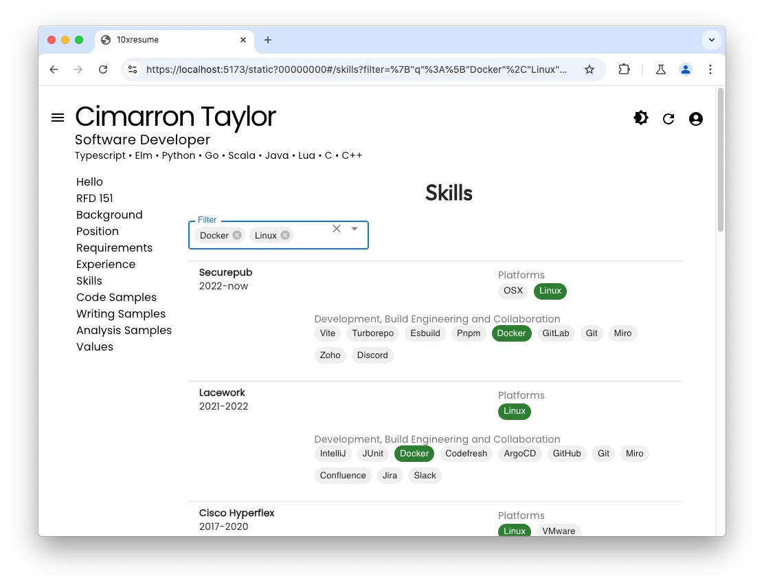 Example Filtered Skills