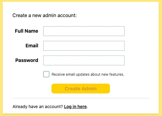Create a new userbase admin account